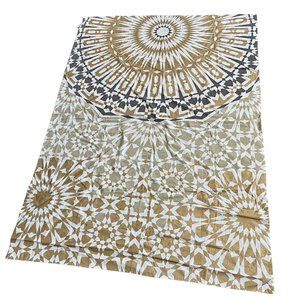 POTTERY BARN  Teen Mandala Geometric Wall Tapestry Gray with Gold Foil 53"x75"in